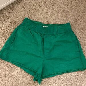 Green Zara Denim Pull On Shorts with Pockets